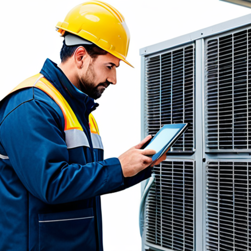 공조냉동기계 설계에서의 체크리스트 - **
"A professional HVAC engineer, fully clothed in work attire, inspecting a large commercial build...