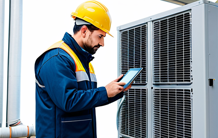 공조냉동기계 설계에서의 체크리스트 - **

"A professional HVAC engineer, fully clothed in work attire, inspecting a large commercial build...