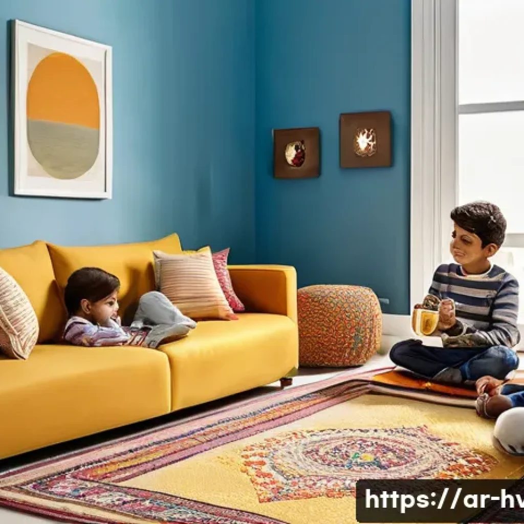 공조냉동기계와 냉방 난방 최적화 기술 - **Prompt:** A cozy and inviting living room within a modern Arabic home. A family of four (father, m...