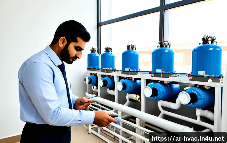 공조냉동기계 시스템의 설계 원리 - Photorealistic modern HVAC refrigeration plant design review, Arab mechanical engineer in modest pro...